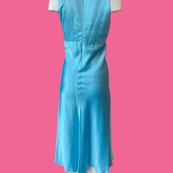 New Lynn Lugo 100% Silk women's Cocktail Dress size 2 Turquoise Made in USA - Picture 6 of 7